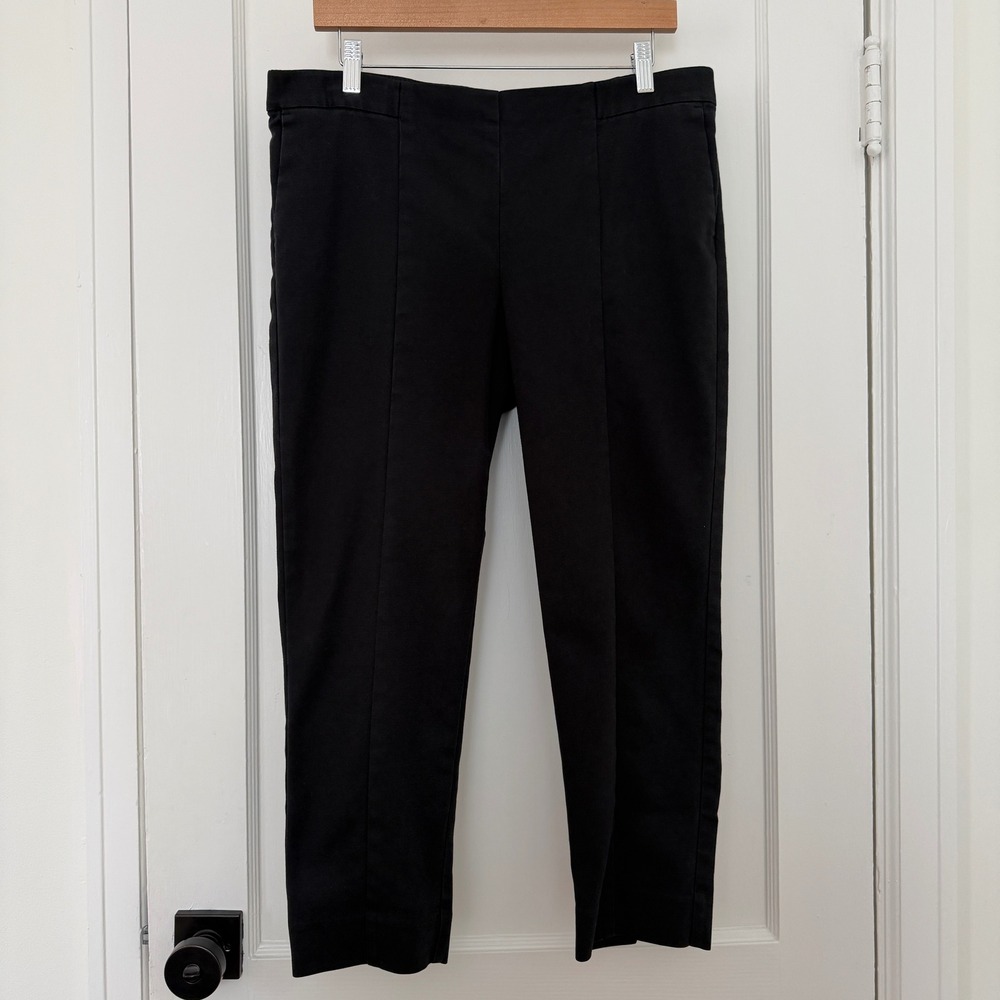 J.Jill Essential Slim Ankle Pants Black Seamed Pull On Trousers 14 Petite